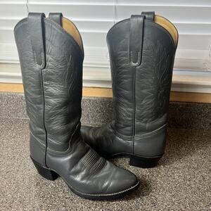 Tony Lama Bull Hide Boots Men's Size 9 B Gray Leather Western Style 2953 Pull On